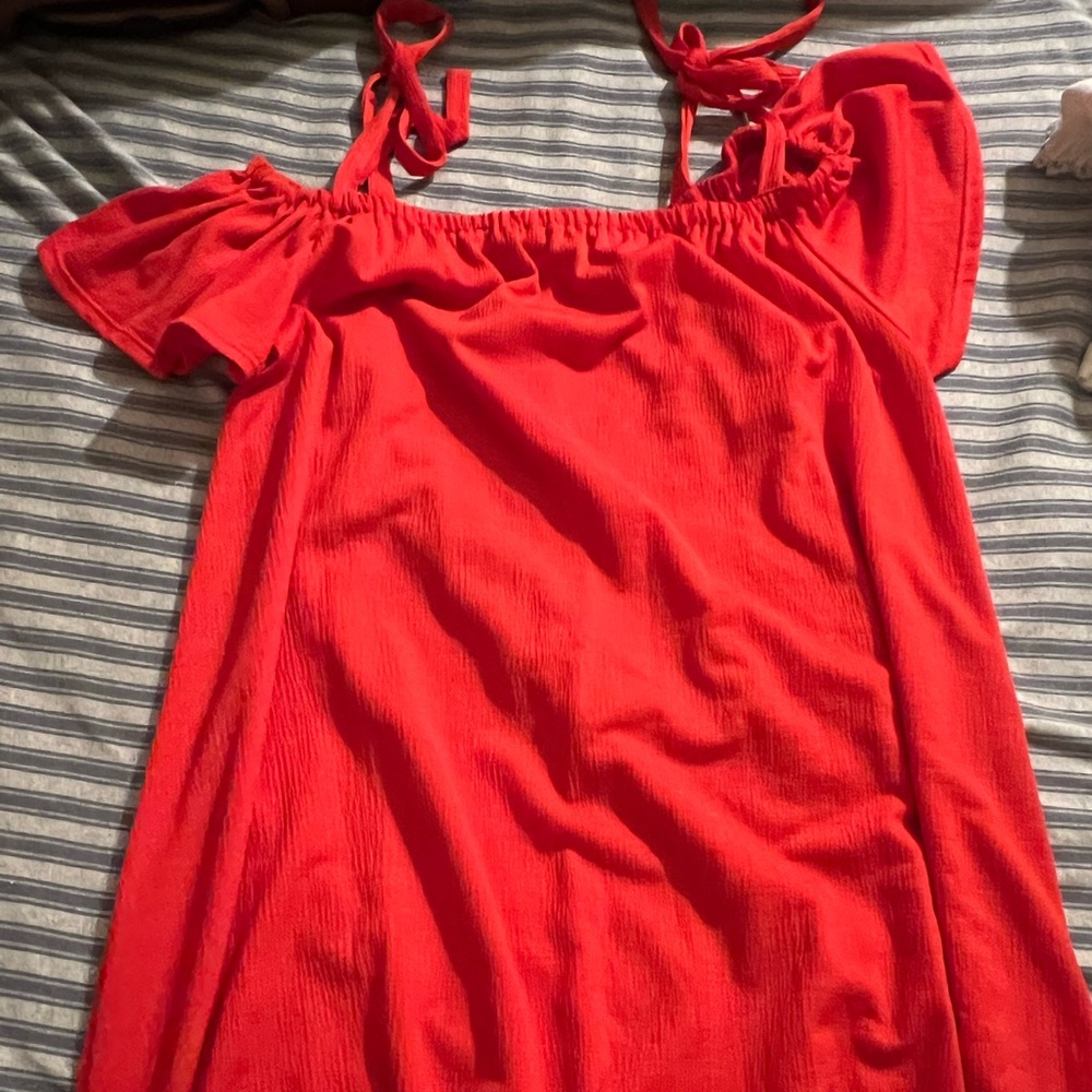 Vibrant Red Off-Shoulder Dress